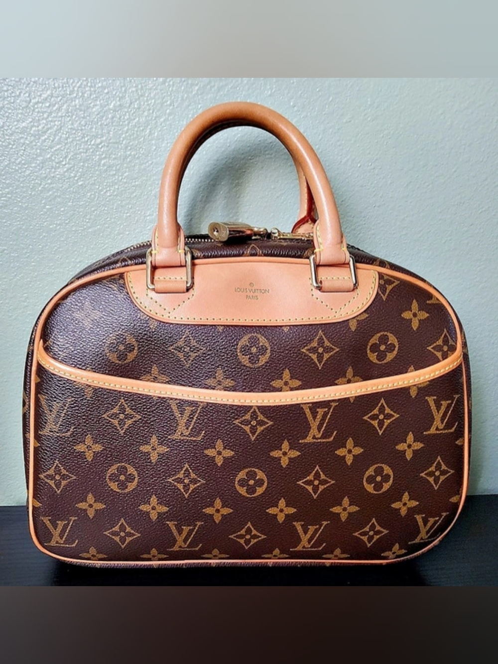 Louis Vuitton Trouville Monogram Brown & Tan,  Dustbag & Podlock No Key.